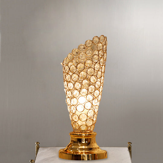 Viola - Modernism Modernism 1 Bulb Table Light with Crystal-Encrusted Shade Gold Tapered/Cylinder Reading Lamp