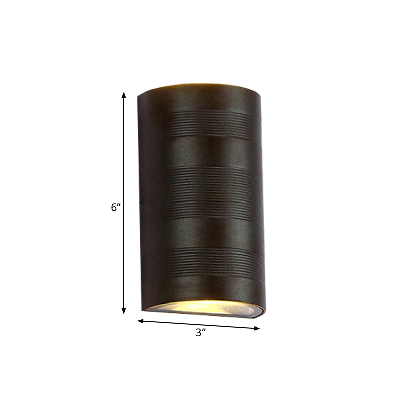 Modern Metallic Wall Lamp - 2-Head Black Half-Cylinder With Warm/White Lighting