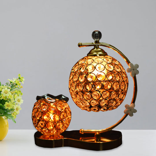 Sleek Gold Night Table Lamp With Crystal Embellishments For A Touch Of Elegance