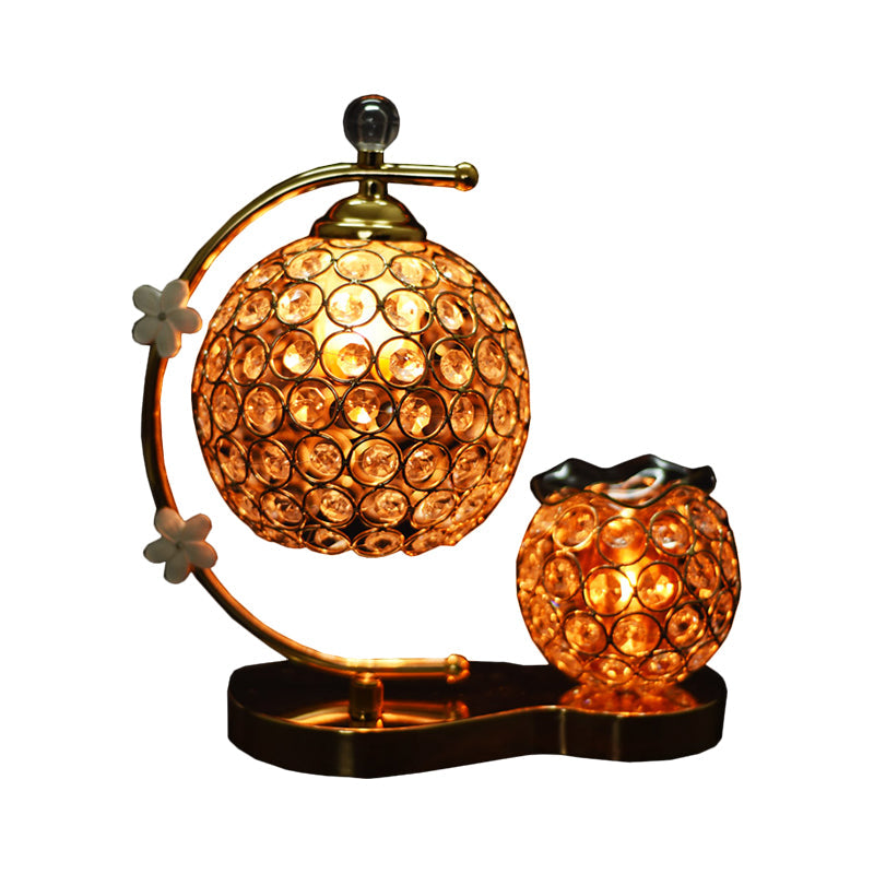 Sleek Gold Night Table Lamp With Crystal Embellishments For A Touch Of Elegance