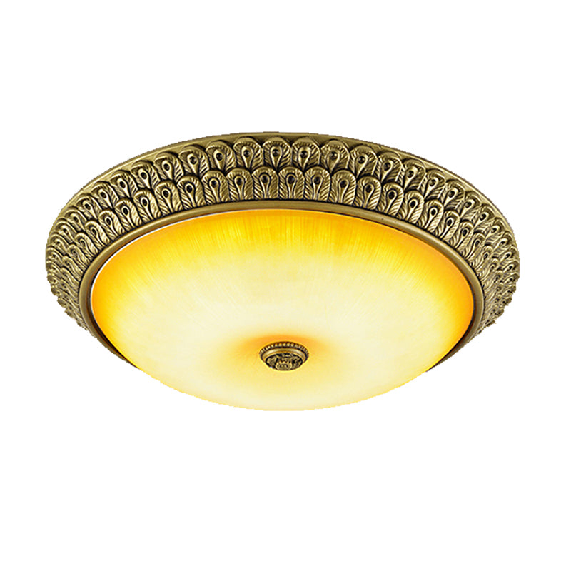 Rustic Amber Glass LED Ceiling Light in Gold, various Sizes