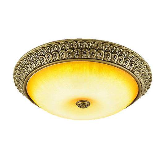 Rustic Amber Glass LED Ceiling Light in Gold, various Sizes