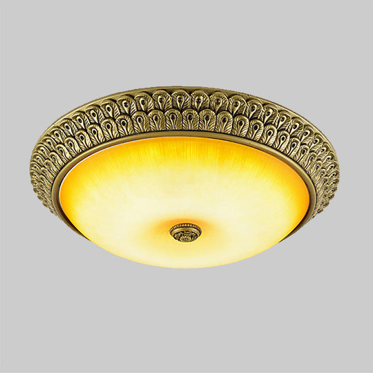 Rustic Amber Glass LED Ceiling Light in Gold, various Sizes