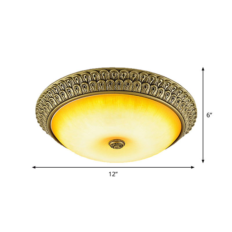 Rustic Amber Glass LED Ceiling Light in Gold, various Sizes