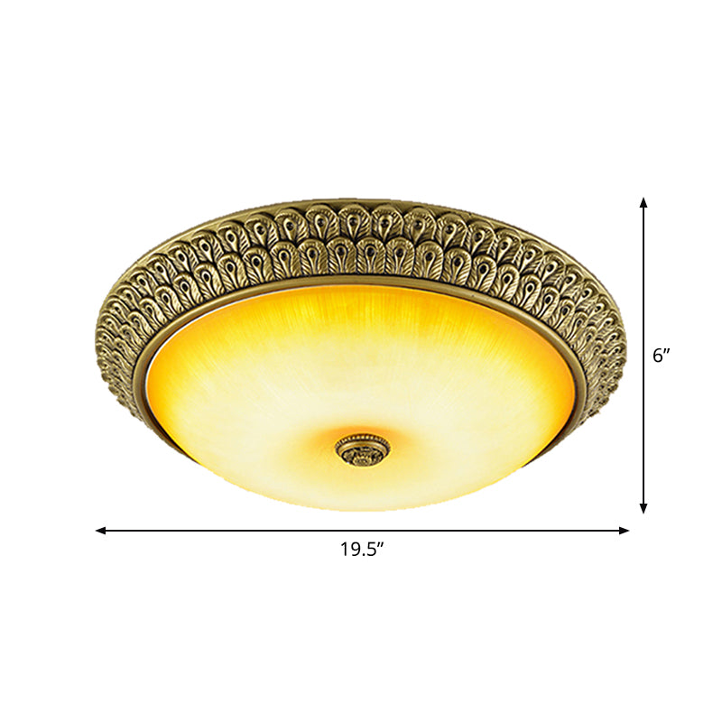 Rustic Amber Glass LED Ceiling Light in Gold, various Sizes