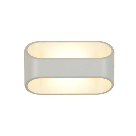 White Aluminum Led Bathroom Wall Sconce - Contemporary Rectangular Style