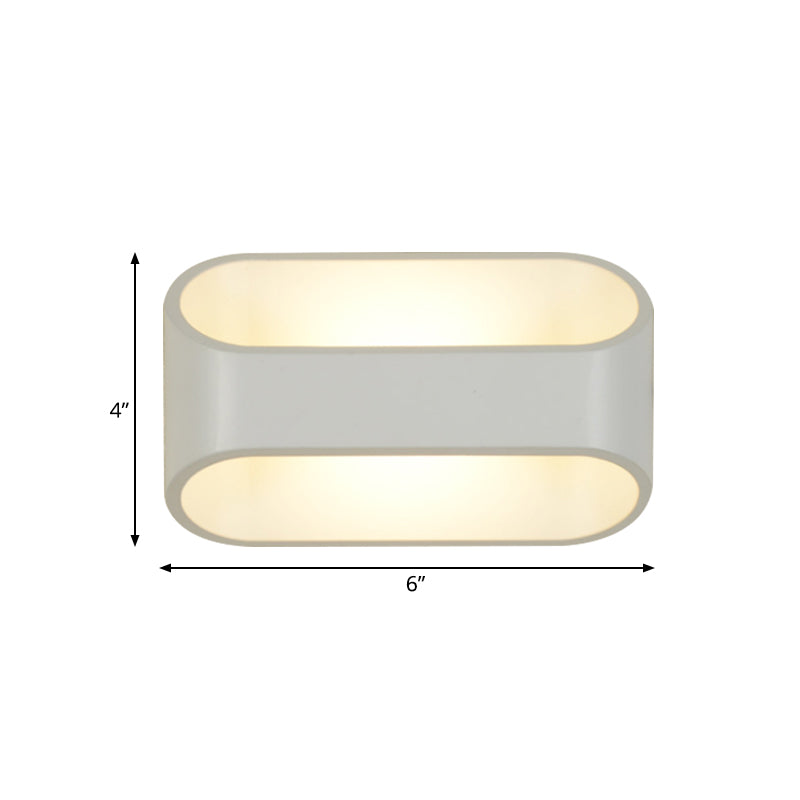 White Aluminum Led Bathroom Wall Sconce - Contemporary Rectangular Style