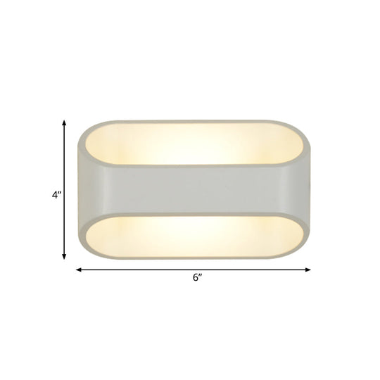 White Aluminum Led Bathroom Wall Sconce - Contemporary Rectangular Style