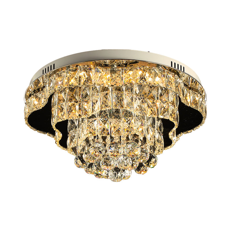 Contemporary Crystal Flush Mount LED Ceiling Light in Chrome for Bedroom