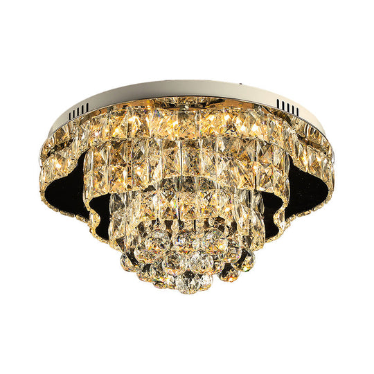 Contemporary Crystal Flush Mount Led Ceiling Light In Chrome For Bedroom