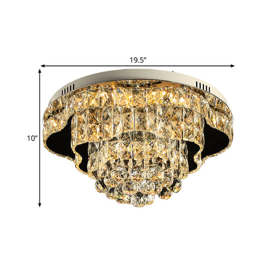 Contemporary Crystal Flush Mount LED Ceiling Light in Chrome for Bedroom