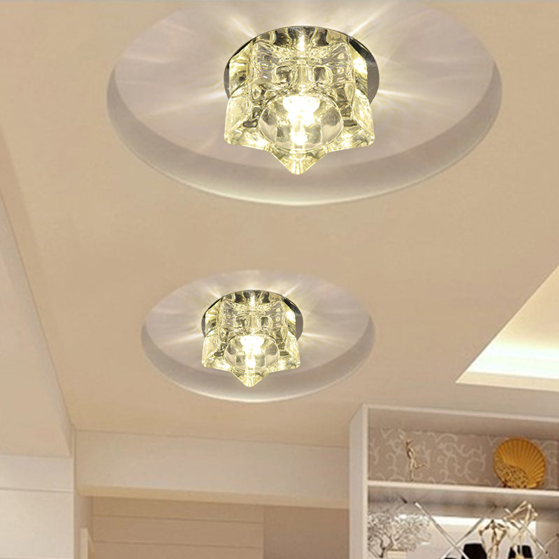 Contemporary Star-Shape LED Ceiling Fixture with Clear Crystal Accents - Warm/White/Multi Color Lighting for Living Room