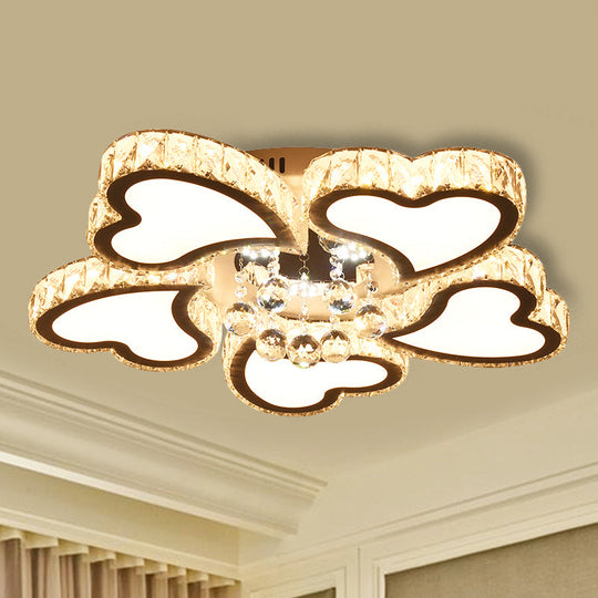 Loving Heart Crystal Block Ceiling Flush LED Mount Light