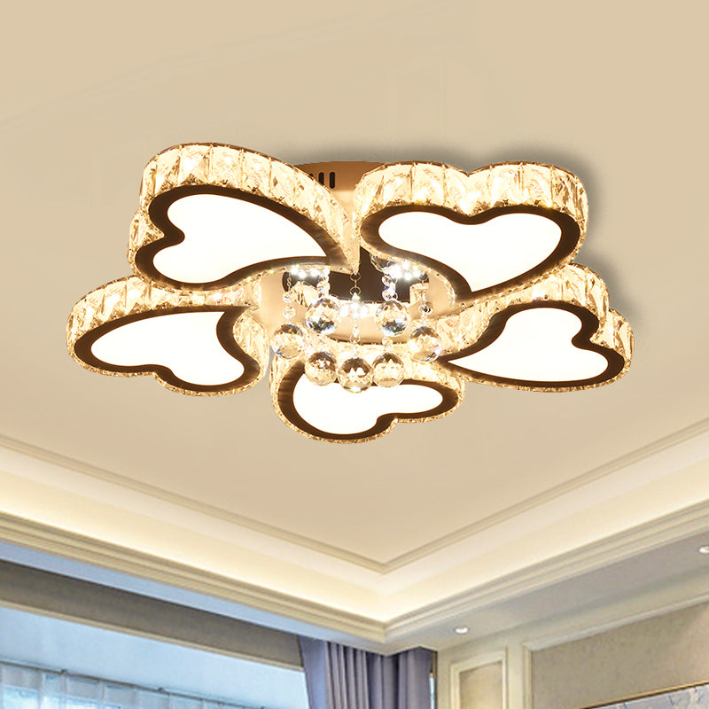 Loving Heart Crystal Block Ceiling Flush LED Mount Light