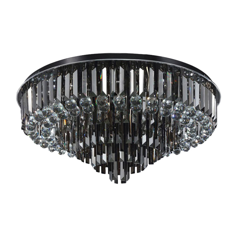 Modern Led Flushmount With Crystal Prisms Shade Stainless-Steel Tapered Ceiling Lighting - 23.5/31.5