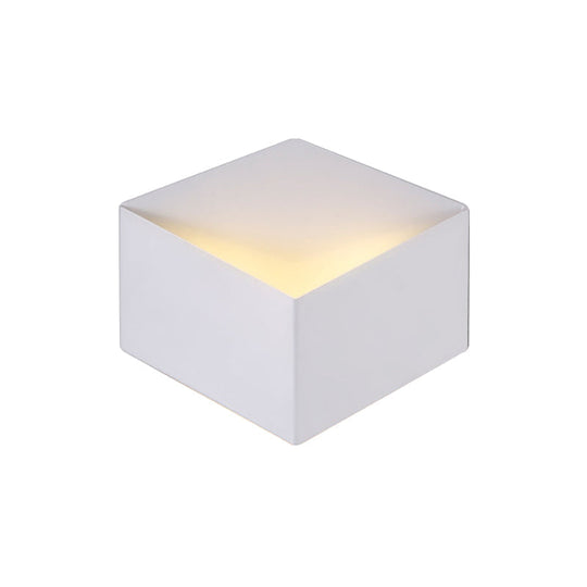 Minimalist Metallic Geometric Wall Mount Light: Cubic Shape 1/2-Light White Lamp For Corridor