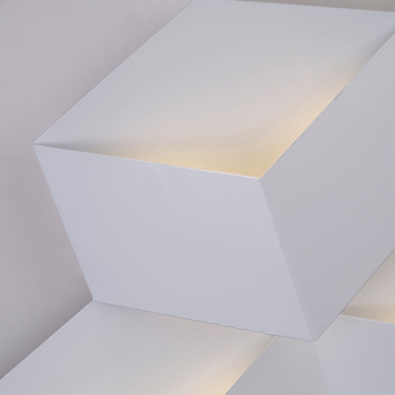 Minimalist Metallic Geometric Wall Mount Light: Cubic Shape 1/2-Light White Lamp For Corridor