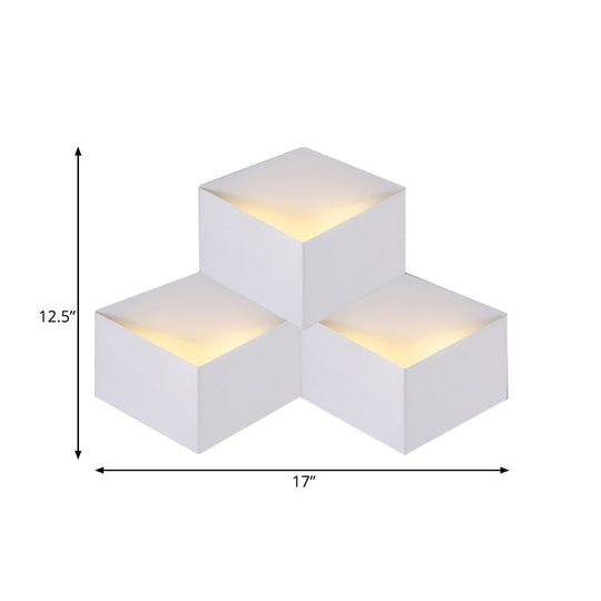 Minimalist Metallic Geometric Wall Mount Light: Cubic Shape 1/2-Light White Lamp For Corridor