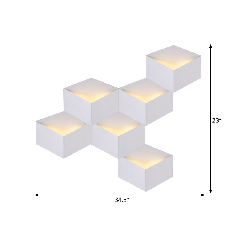 Minimalist Metallic Geometric Wall Mount Light: Cubic Shape 1/2-Light White Lamp For Corridor