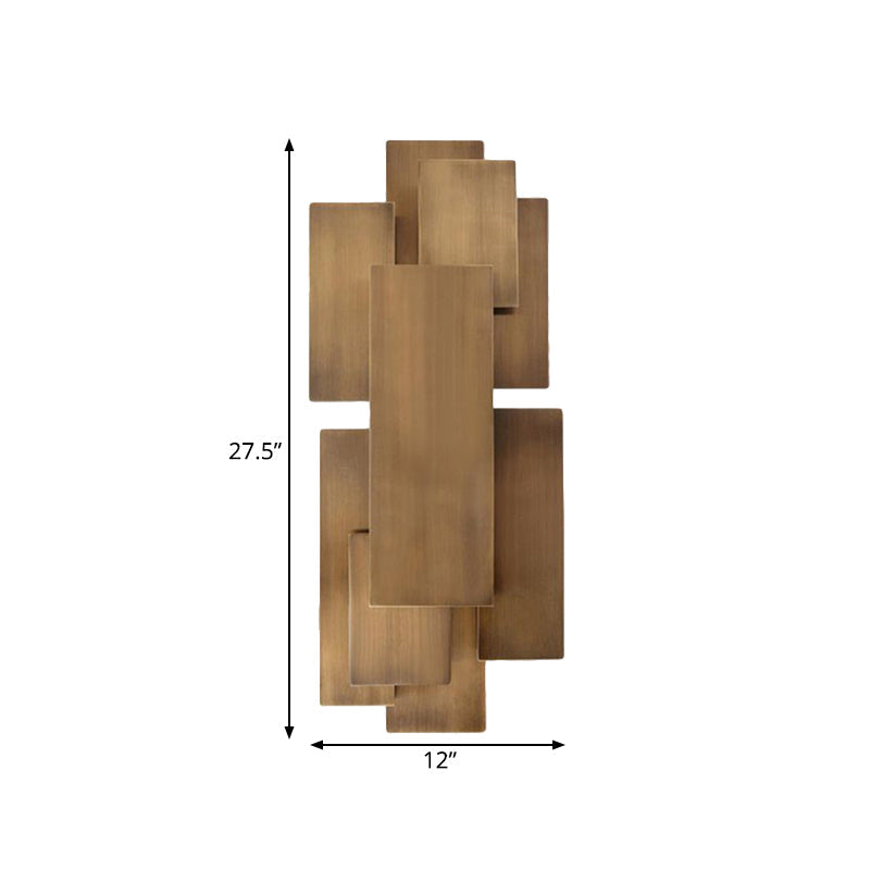 Led Wall Sconce With Metallic Rectangular Shade For Stairway Or Dark Wood