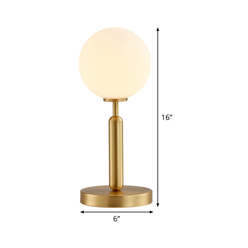 Postmodern Brass Table Lamp With White Glass Shade - Ball Accent Single Bulb