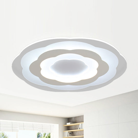 Ultrathin Layered Flower Ceiling Light - Modern Acrylic-White LED Flush Mount Lighting for Bedroom (16.5"/20.5" Wide)