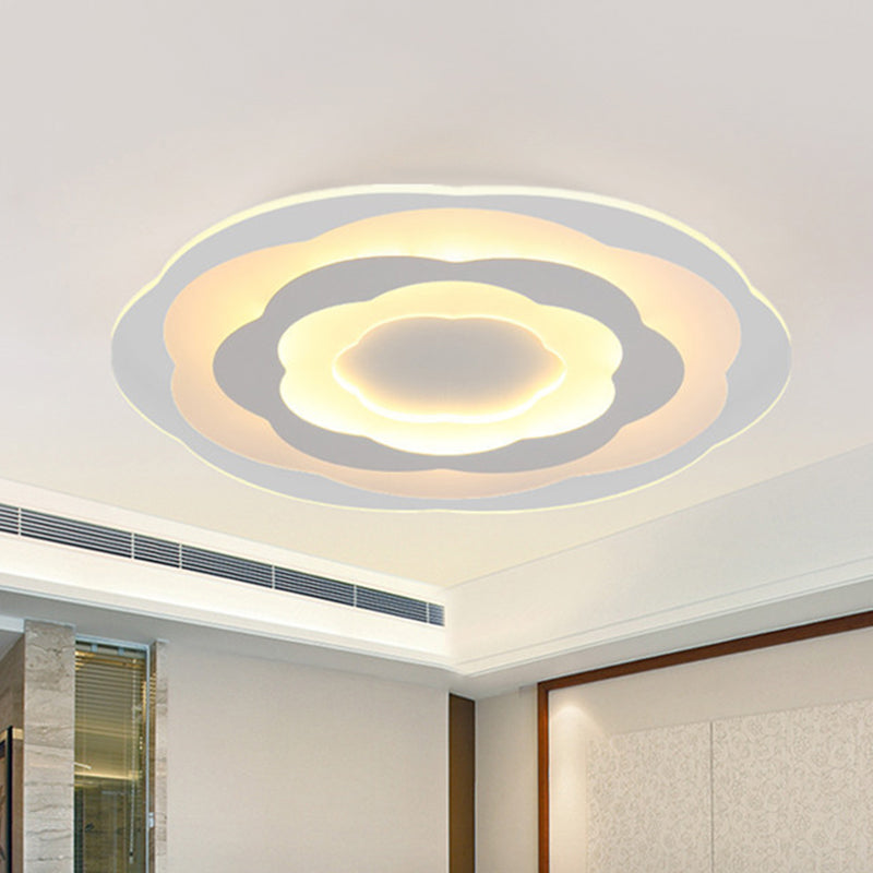 Ultrathin Layered Flower Ceiling Light - Modern Acrylic-White LED Flush Mount Lighting for Bedroom (16.5"/20.5" Wide)