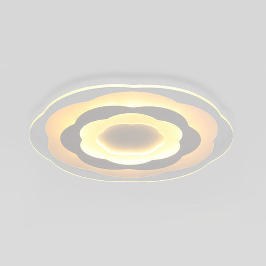 Ultrathin Layered Flower Ceiling Light - Modern Acrylic-White LED Flush Mount Lighting for Bedroom (16.5"/20.5" Wide)