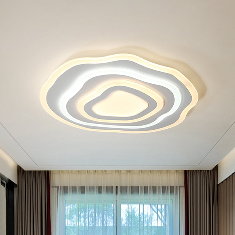 Modern Led Ceiling Lamp: 19.5/23.5 Wide Acrylic White Flush Mount With Warm/White Light For Lounge