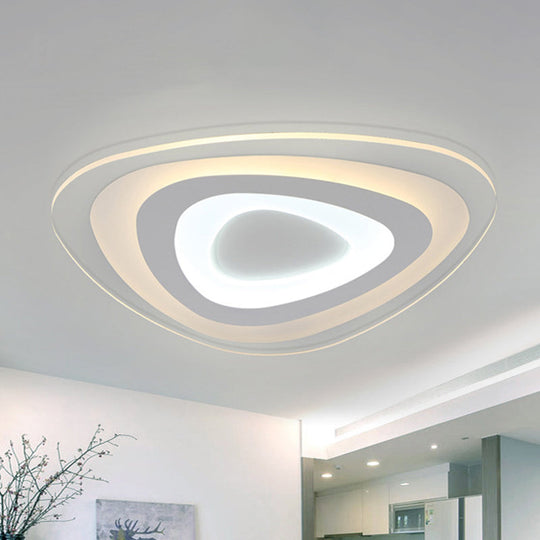 Modern White Led Ceiling Mounted Lamp - Acrylic Layered Triangle Thin Flush Light (16.5/20.5/24.5