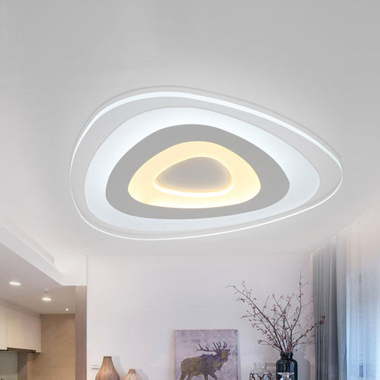 Modern White Led Ceiling Mounted Lamp - Acrylic Layered Triangle Thin Flush Light (16.5/20.5/24.5