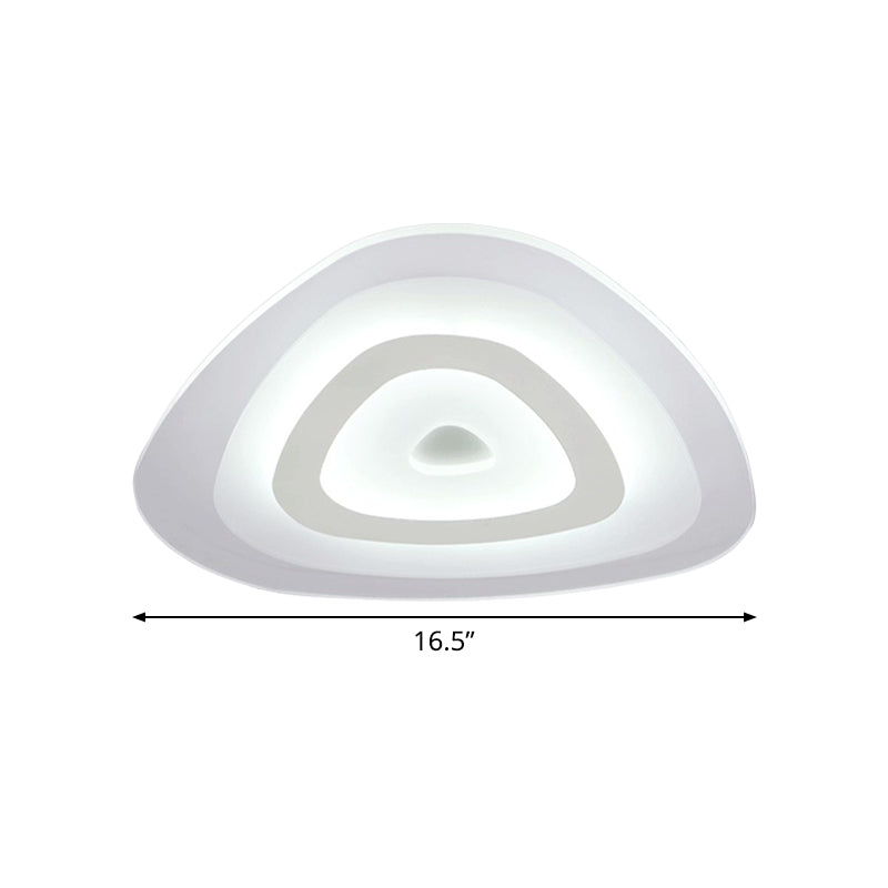 Modern White LED Ceiling Mounted Lamp - Acrylic Layered Triangle Thin Flush Light (16.5"/20.5"/24.5" Wide), Ideal for Bedroom