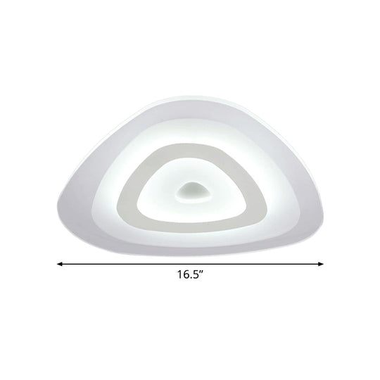 Modern White LED Ceiling Mounted Lamp - Acrylic Layered Triangle Thin Flush Light (16.5"/20.5"/24.5" Wide), Ideal for Bedroom