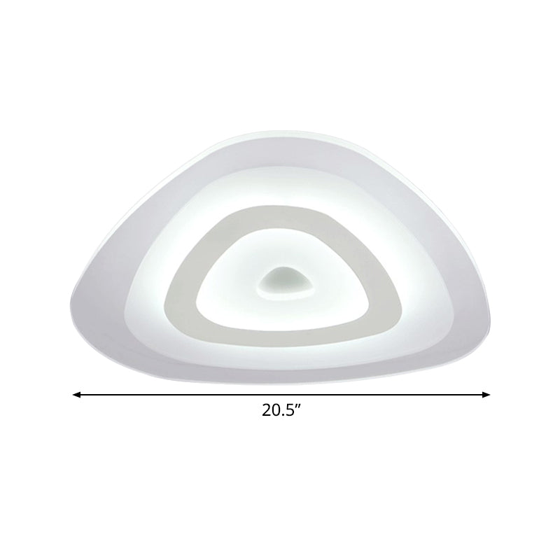 Modern White LED Ceiling Mounted Lamp - Acrylic Layered Triangle Thin Flush Light (16.5"/20.5"/24.5" Wide), Ideal for Bedroom