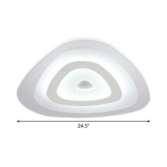 Modern White LED Ceiling Mounted Lamp - Acrylic Layered Triangle Thin Flush Light (16.5"/20.5"/24.5" Wide), Ideal for Bedroom