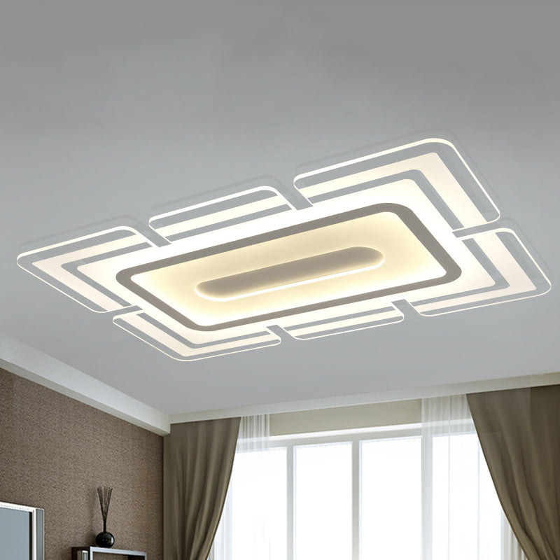 Modern Acrylic LED Ceiling Flush Mount Lamp - White Thinnest Pad with Slot Design, Warm/White Light