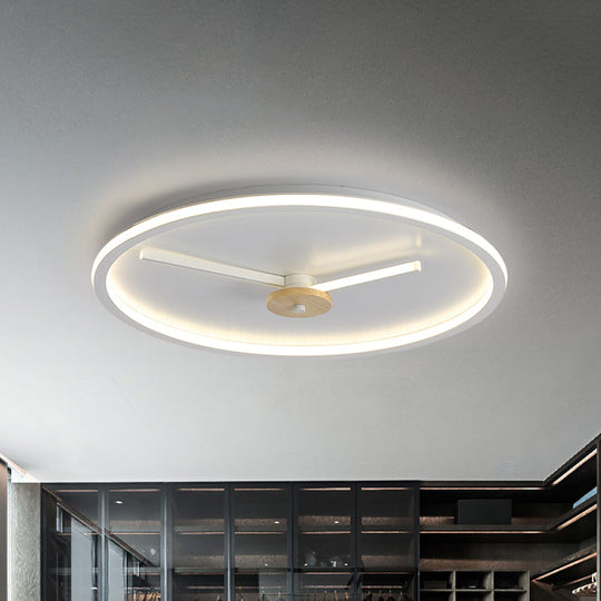 Ultra-Thin LED Ceiling Light with Adjustable Hour Hand Design for Modern Bedrooms in Black or White