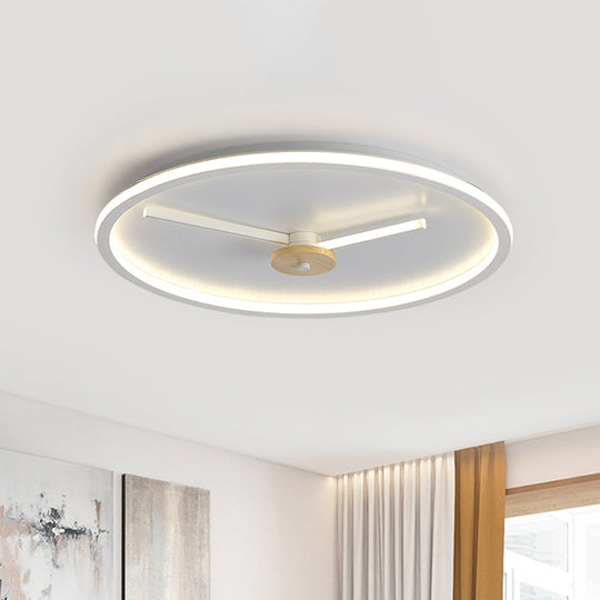 Ultra-Thin LED Ceiling Light with Adjustable Hour Hand Design for Modern Bedrooms in Black or White