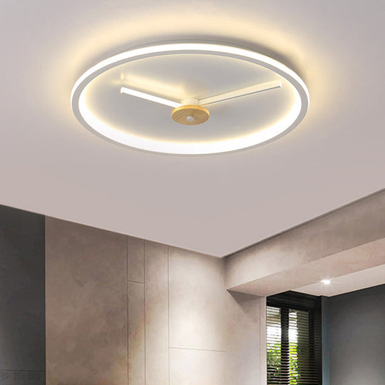 Ultra-Thin LED Ceiling Light with Adjustable Hour Hand Design for Modern Bedrooms in Black or White