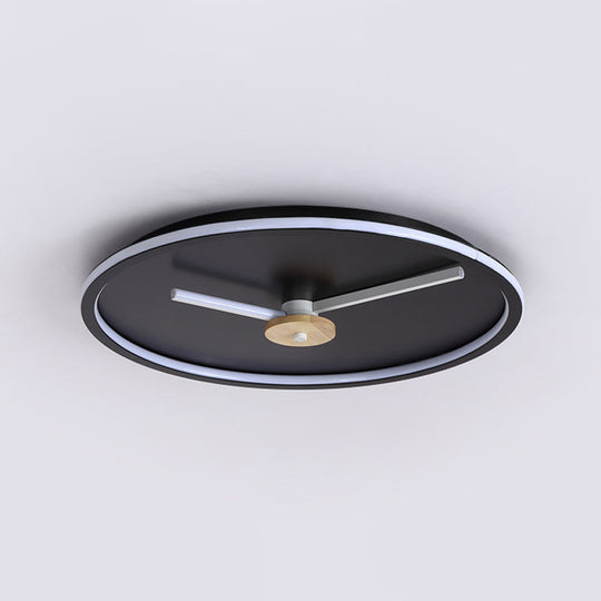 Ultra-Thin LED Ceiling Light with Adjustable Hour Hand Design for Modern Bedrooms in Black or White