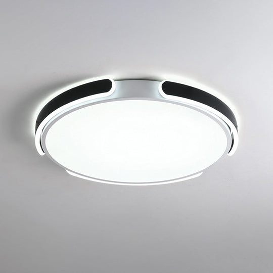 Nordic Led Flush Mount Round Ceiling Light - Black/White With Riveted Straps 14/18/21.5 Warm/White