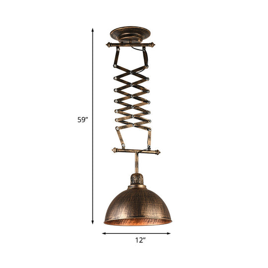 Industrial Bronze Drop Lamp with Extendable Arm – 1-Light Ceiling Light for Clothing Store