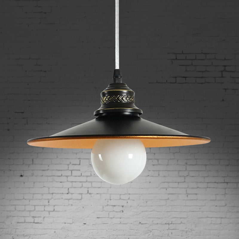 Saucer Iron Ceiling Pendant Lamp - Industrial Suspension Lighting In Black 8.5/14.5 Wide