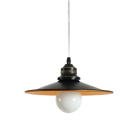 Saucer Iron Ceiling Pendant Lamp - Industrial Suspension Lighting In Black 8.5/14.5 Wide