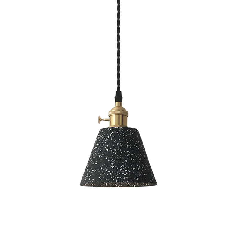 Industrial Black Tapered Ceiling Pendant Light with Cement Finish for Living Room