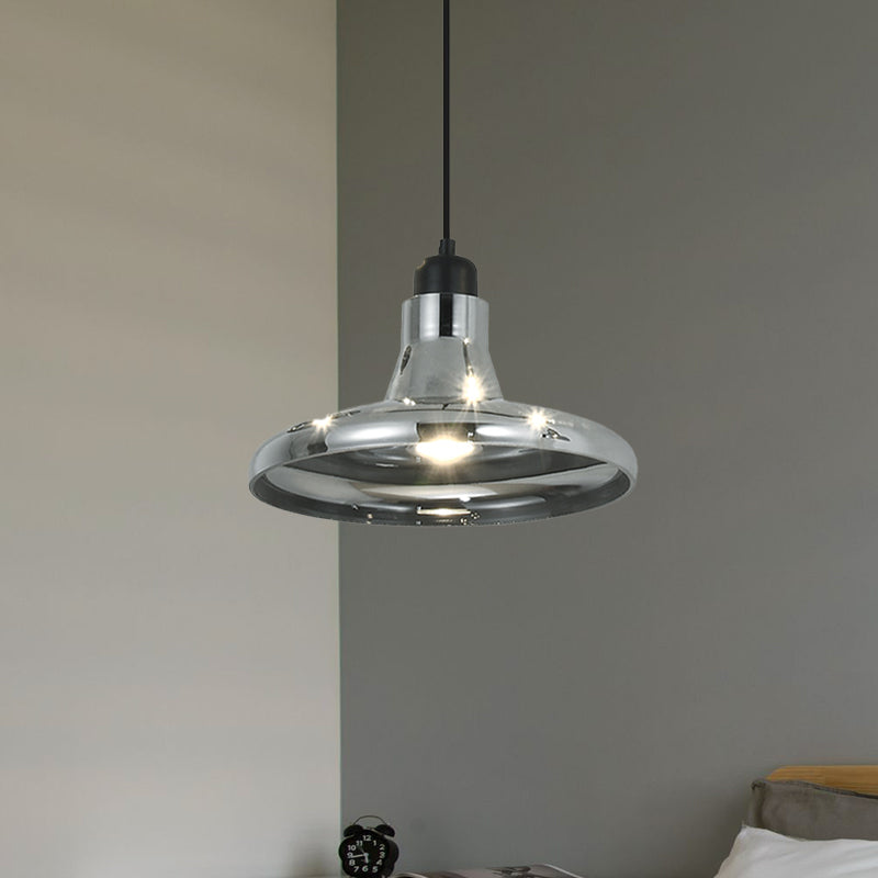 Smoke Gray Glass Industrial Pendant Lamp for Bedroom