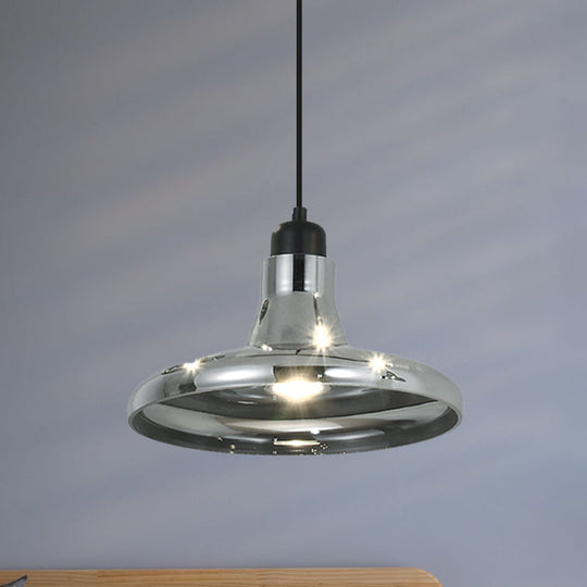 Smoke Gray Glass Industrial Pendant Lamp for Bedroom