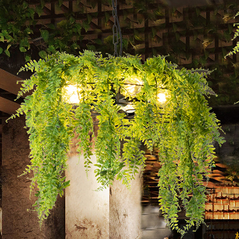 Metal Black Chandelier with Wire Guard - Industrial Pendant Light for Restaurants