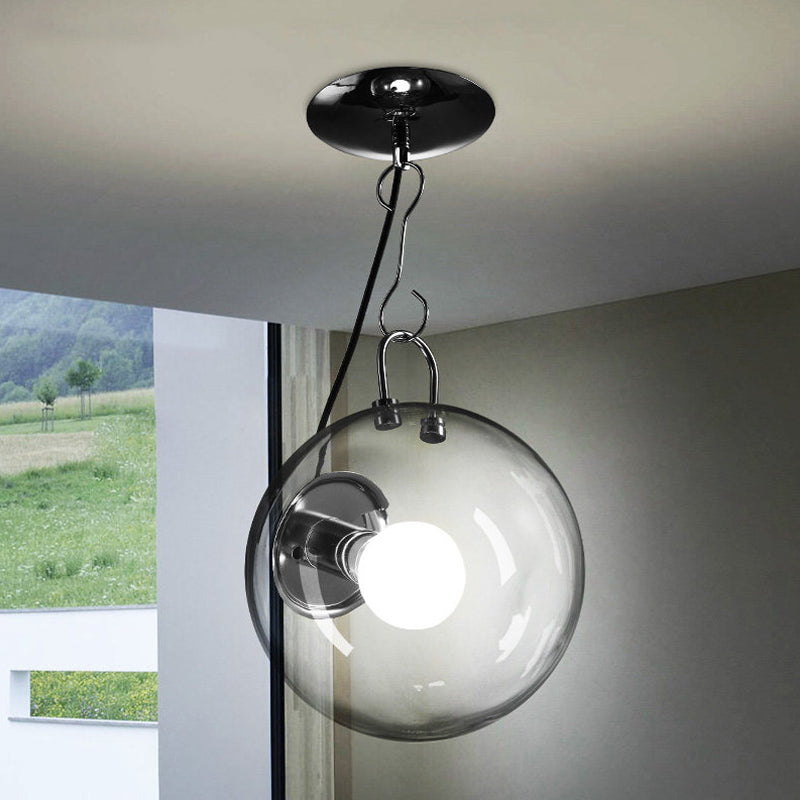 Minimalistic Single Chrome Semi Flush Mount Ceiling Light With Clear Glass Globe