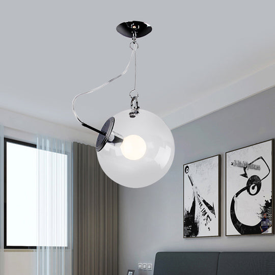 Minimalist Small Globe Clear Glass Flushmount Chrome Semi Flush Ceiling Light